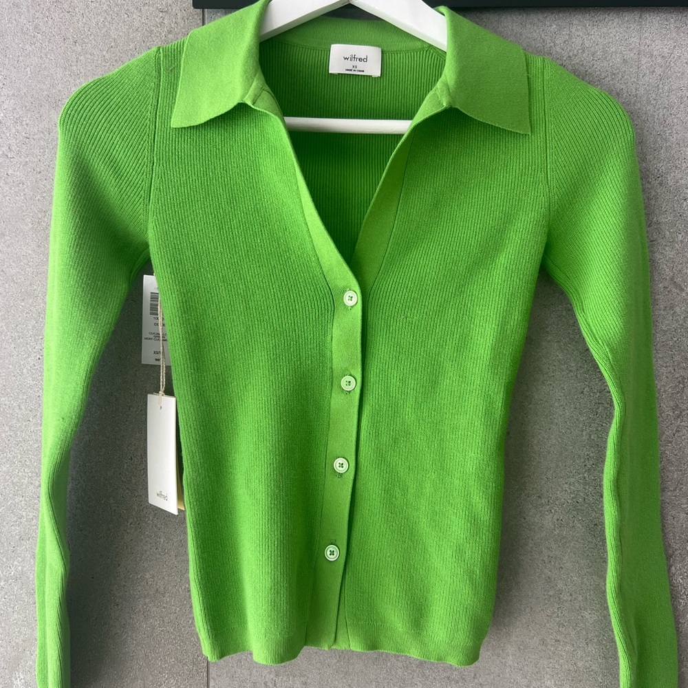 Wilfred Lime Green Button-Up Cardigan